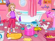 Little Girl Bathroom Cleaning