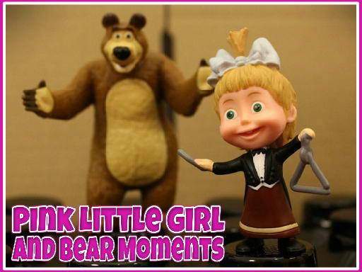 Pink Little Girl and Bear Moments